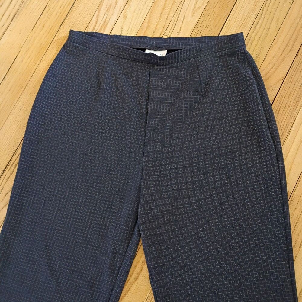 Avenue Pull On Dress Pants Trousers Soft Blue Stretchy Checker Pattern 14/16 - Picture 5 of 8